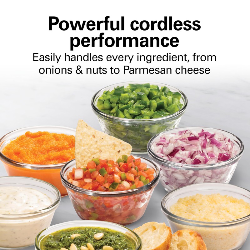 Hamilton Beach Powerful Cordless Mini Food Processor and Vegetable Chopper,