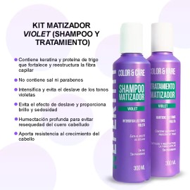 Shampoo Matizador Violeta + Tratamiento Keratina Nefertiti®