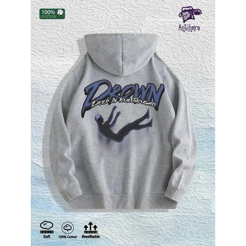 Antihero Drown Deep in Thoughts Graphic Hoodie - 100% Cotton,