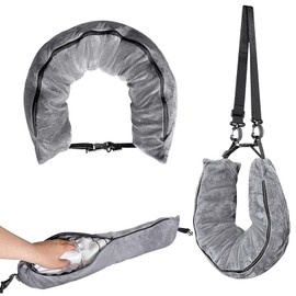 NIXRET Nackenkissen Flugzeug, Reisekissen Auto zum Reisen mit Sachen und Kleidung, Befüllbares Clothing Nackenhörnchen Stopfbares Travel Pillow für Flugreisen und andere Reisen (Grau)