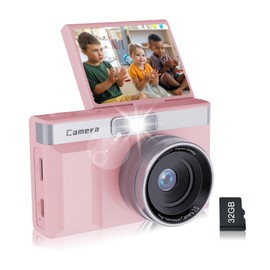 Digital Camera for Kids,180°Flip Screen Small Cameras For Photography,Perfect Birthday For Kids Digital Camera, With 32GB Memory Card