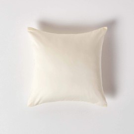 HOMESCAPES Cream Organic Cotton Euro Size Pillowcase 40 x 40 cm 400TC 600 Thread Count Equivalent Pillow Case with Zip