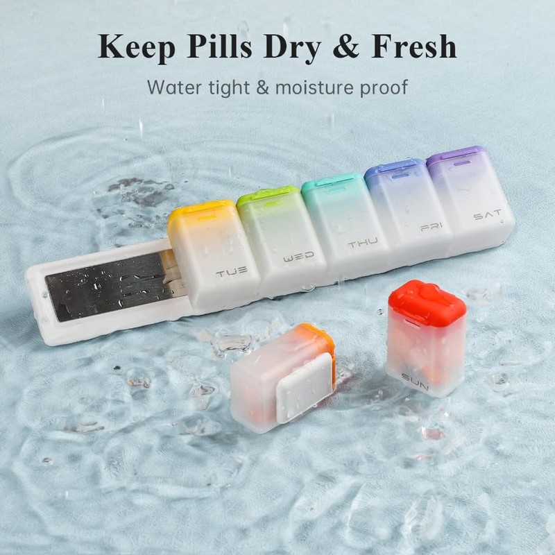 ZENWORYS Weekly Pill Organizer Magnetic Weekly Pill Organizer 1 Times