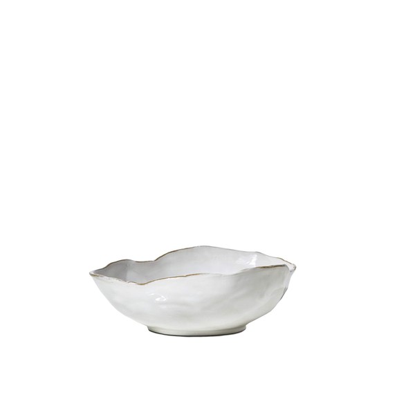 Serene Spaces Living Extra Large Free-Form Edge Glazed Ceramic Bowl - Fruit Basket, Dinnerware, Centerpiece for Vintage Weddings, Events, 10.5" Long, 8" Wide and 3.5" Tall