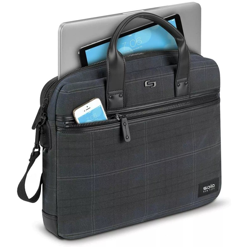 Solo Bryce Slim Brief Waxed Canvas Blue Plaid