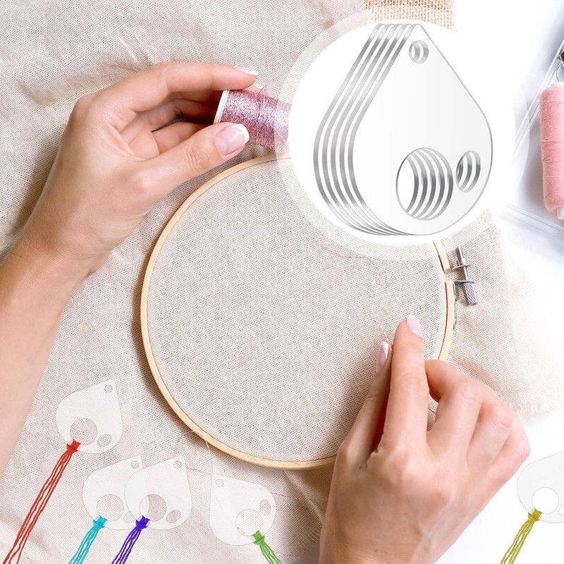 50Pcs Acrylic Embroidery Floss Organizer Set with Hinged Ring –