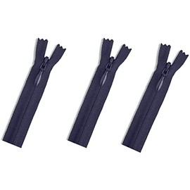 Invisible (Conceal) YKK Zippers - Perfect for Clothes, Crafts & Sewing Projects - Color: Deep Navy #058 - Choose Your Length - Made in The United States (3 Zippers Per Pack) (20" Inches)