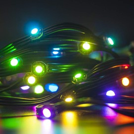 BTF-LIGHTING 50x WS2812B Pre-soldered Black LEDs with Black Wire 5V WS2812 IC Built-in & 10cm Cable Addressable Idividually LED Module String Panel