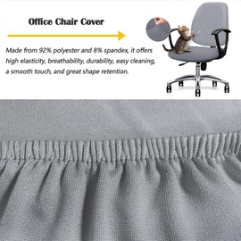 Computer Office Chair Cover - Universal Fit Stretchable Washable Chair Slipcover for Rotating Chairs - Durable and Protective Armchair Cover - Light Grey