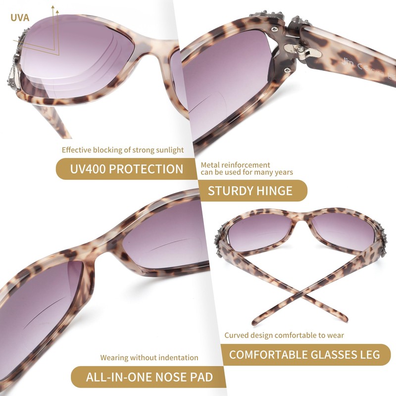 JM 2 Pack Bifocal Reading Sunglasses for Women Fashion Sun