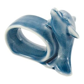 Sea-Club Napkin Ring Dolphin Maritime Decorative Stoneware Varnished Width 8 cm Blue