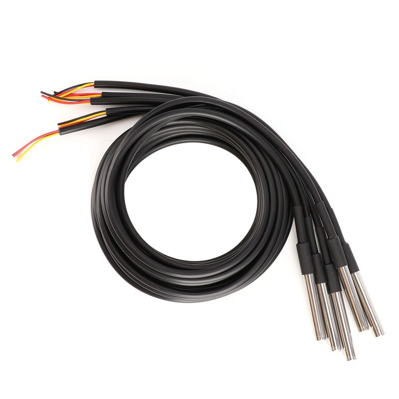5Pcs Temperature Probe Sensor Stainless Steel Waterproof Cable Thermometer