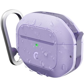 KeyBudz for AirPods 3rd Generation Case with Lock - Fully Waterproof AirPods 3 Case Cover with Keychain, Rugged Tough Protection, Hard Shell and Carabiner Clip for Easy Travel (Wild Lavender)