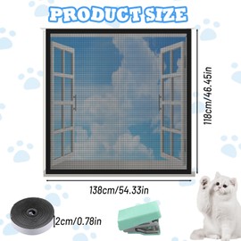 Fenstergitter Katzensicher, 120 x 150 cm, Ohne Bohren, für Dachfenster und Alle Fenster