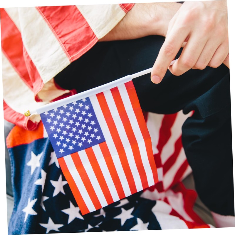 Sosoport Usa Flags 100pcs Handheld Flags Rainproof Fade-resistant Ideal for