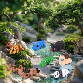 Srumvoat 22Pcs 3D Printed Animals, Fidget Toy Movable Joint 3D Printed Animal, 22 Different Colorful Vivid Animal Shapes, BPA-Free, Safe for Educational Toys, Great Home Office Desk Decorations Gifts