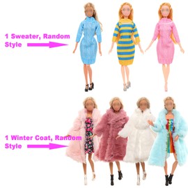 Miunana 28 Doll Clothes and Accessories for Doll 1 Coat 1 Plush Clothes 1 Sweater 1 Plush Jacket Outfit 3 Fashion Dresses 3 Tops 3 Pants 5 Mini Dresses 10 Shoes for 11.5 inch Doll Girl Gifts