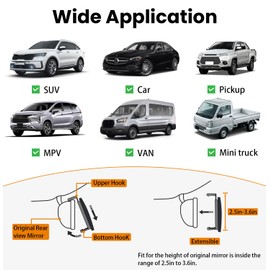 HmmtyRack Rear View Mirror, Chrome Coat Anti-glare Panoramic Wide Angle Rearview Mirror Interior Clip-on Universal 12 Inch Convex Car Mirrors for Car SUV Trucks to Reduce Blind Spot 2 Pack