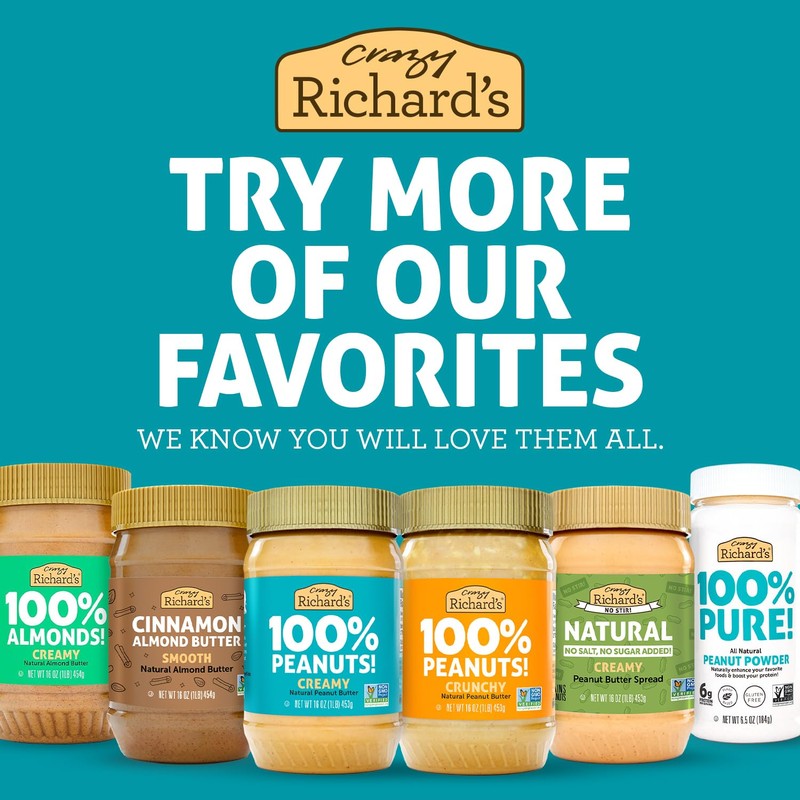 Crazy Richard's All-Natural Vegan Peanut Butter with No Added Sugar