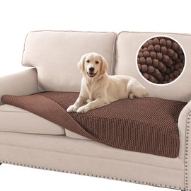 Flamingo P Chenille Dog Bed Cover Thick Loveseat Cover for Dogs Washable Pet Sofa Cover Protector Non-Slip Couch Covers for 2 Cushion Couch Furniture Protector Pet Friendly, 35" x62" Caramel