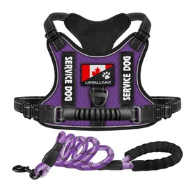 Tactical Dog Harness Set With Comfort Handle Leash, Nighttime Reflective, Breathable Fabric, No-Pull & Adjustable Pet Vest Harness, Easy Walk Training Service Dog Harness for Small, Medium, Large Dogs