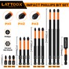 13-Pack Impact Phillips Bits Set, LATTOOK #1, #2, #3 Magnetic