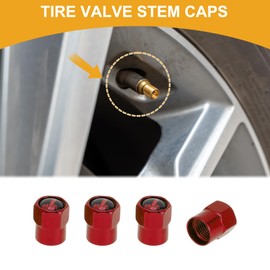 Partuto 4 Pcs Finger Pattern Tire Valve Stem Caps for Car Tyre Valve Dust Covers Decorative Aluminum Alloy Rubber Red Red 8x12mm
