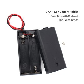 6 soportes de batería AA con cables de encendido/apagado, interruptor de encendido/apagado y tapa de rosca, conexión de 2 ranuras x 1,5 V 3 V caja de almacenamiento de clip de resorte de batería (2AA)