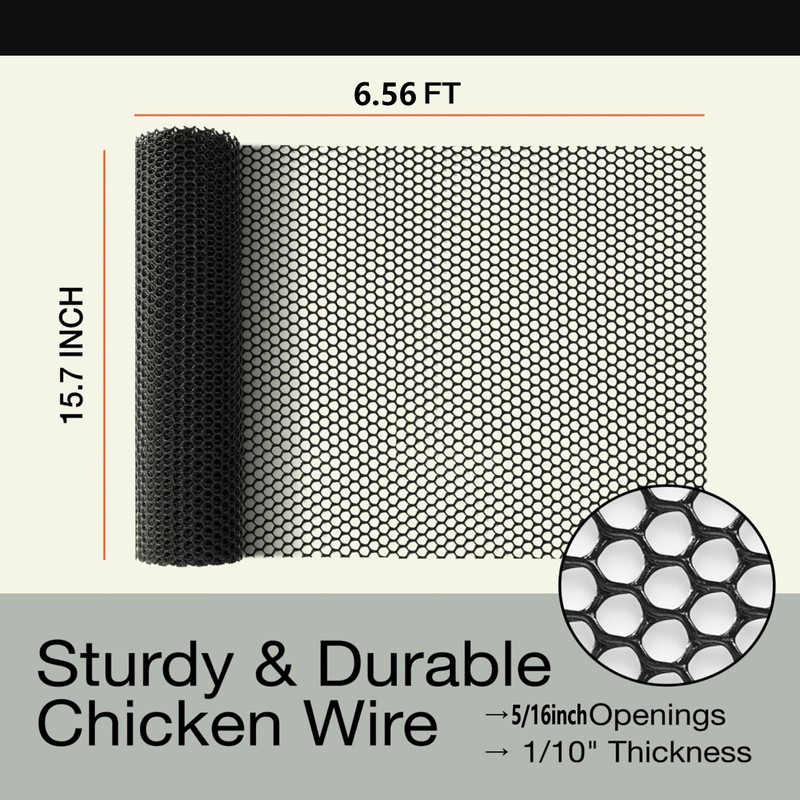 Pet Proof Barrier Net, Black Plastic Chicken Wire Mesh Fencing