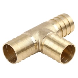 QUARKZMAN 1 Piece 19 mm Brass Barb Hose Fittings Connector 3 Way T-Piece for Split Brass Water Vacuum and Fuel Gold Tone