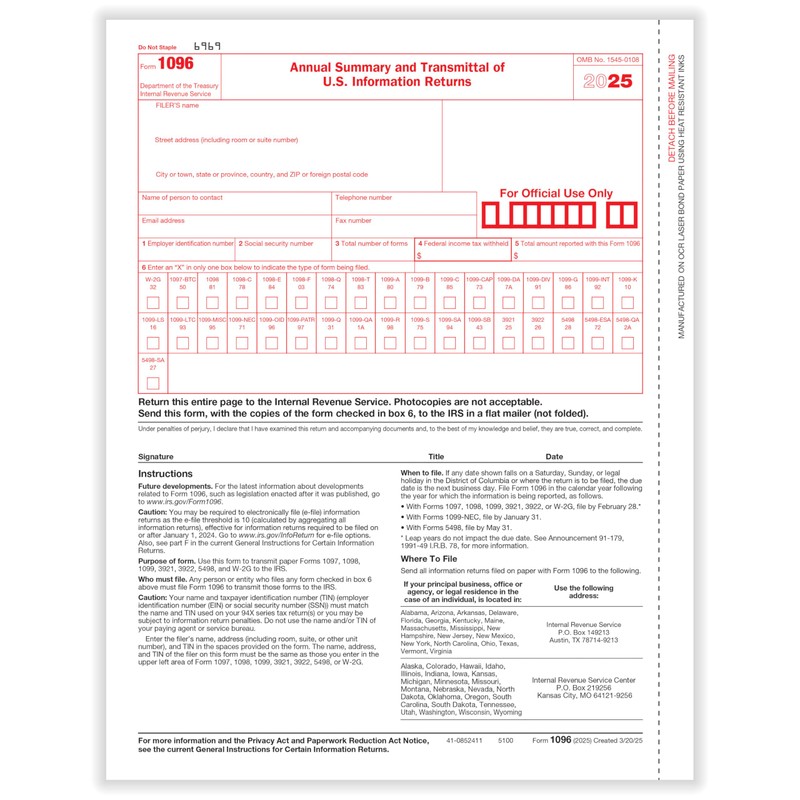 ComplyRight 1099-MISC 4-Part Tax Forms Set (100 Recipients), Tax Filing