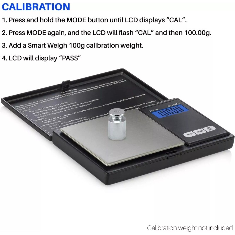 Smart Weigh Digital Pocket Gram Scale,100g x 0.01g Digital Gram