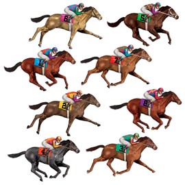 Beistle Race Horse Props 8-Count – 29" Cutout Horse Images Printed on 2 Clear Plastic Sheets for Racehorse Sports Day Decorations, Horse Racing Parties, and Wall Backdrops