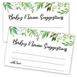 50 Baby Shower Name Suggestion Cards, Greenery Name Suggestion Cards for Baby Shower, Name Suggestion Game, Baby Shower Games, Baby Party Supplies, 3.5 x 2 Inches