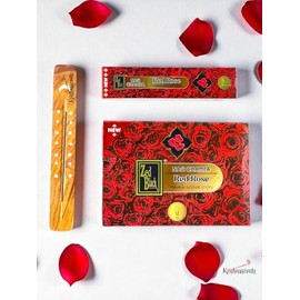 Premium Nag Champa Red Rose Incense Sticks | 180 gm (15g x 12 Pack) | Hand-Rolled Natural | Includes Wooden Holder | Classic Sacred Scent for Meditation, Cleansing, Yoga & Relaxation (Red Rose)