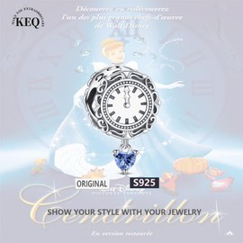 KEQ Vintage Clock 12 Midnight Charms for Bracelet,925 Sterling Silver Magic Minis Dangle Charms Christmas Jewelry Gifts For Her