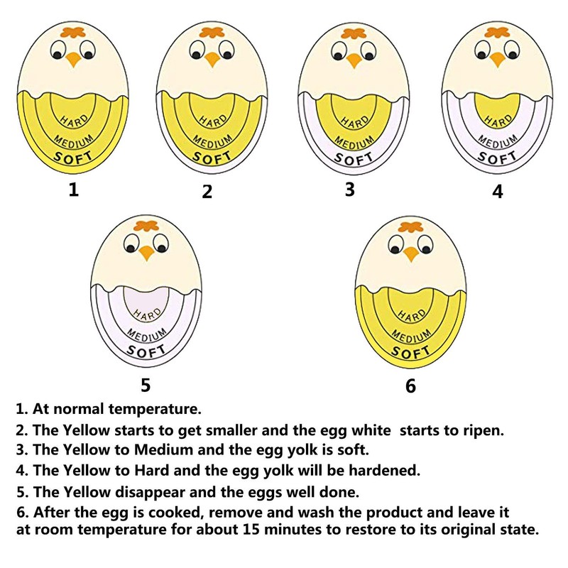 Egg Timer Sensitive Hard & Soft Boiled Color Changing Indicator