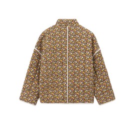 Muchpow Quilted Puffer Jacket for women Floral Printed Lightweight Cropped Button Down Outerwear with Pockets(Tangerine,Small)