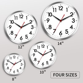AKCISOT Wall Clock, Modern Small Wall Clocks Battery Operated 8 Inch, Silent Non-Ticking Analog Classic for Office, Home, Bathroom, Kitchen, Bedroom, School(Silver)