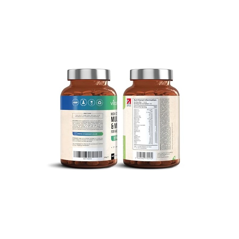 VitaBright A-Z Multivitamin & Minerals High Strength | 400 Vegan