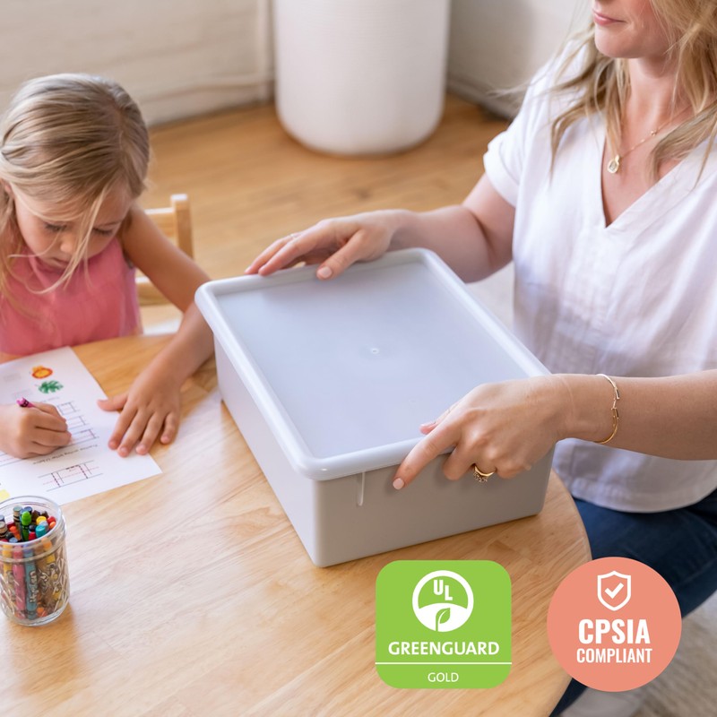 ECR4Kids Letter Size Deep Tray with Lid, Storage Bin, Contemporary,