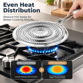 Even Heat Distribution Diffuser for Gas Stovetops – Double Thickening Simmer Plate for Better Cooking Control