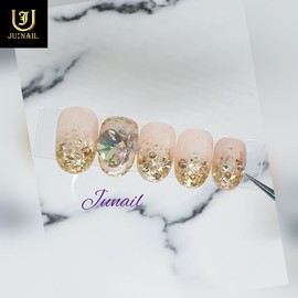 Gold Glitter Gra Handmade Nail Tips - Long Nose Pin / 골드글리터그라 수제네일팁 - 롱코핀
