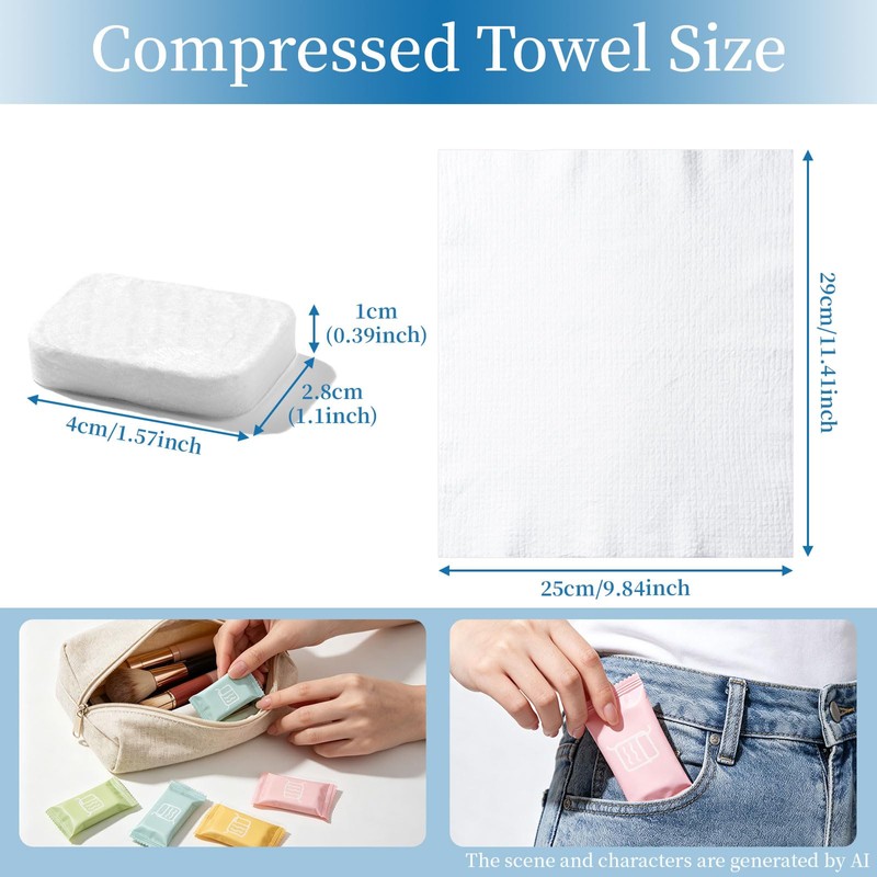 28PCS Disposable Compressed Towels Tablet for Travel Wash Cloth Disposable