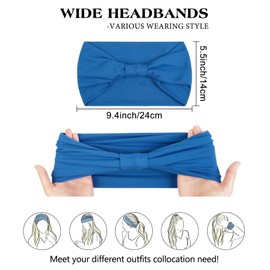 6 Packs Wide Headbands for Women Non Slip with 6PCS Hair Ties, Soft Head Bands for Women’s Hair Yoga Workout Gym Bandanas Head Scarf Thick Knotted Cloth Fabric African Womens Hair Accessories