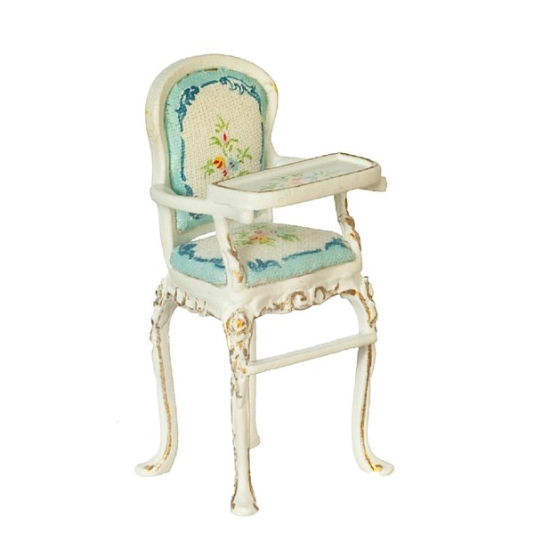 Dollhouse Victorian High Chair White 1:24 1.2cm JBM Nursery Baby