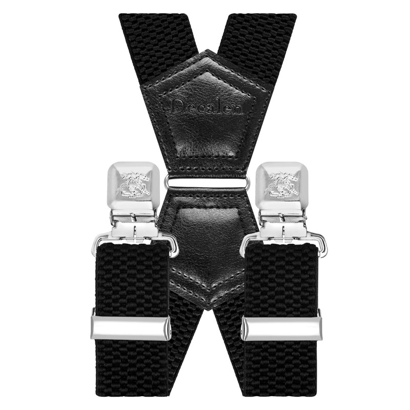 Decalen Mens Suspenders X Style Very Strong Clips Adjustable One