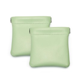 Oirlv 2PCS Green Jewellery Pouch Jewellery Organiser PU Leather Pouch for Coin Brooch Badge Key
