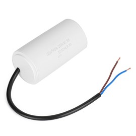 CBB60 Capacitor Easy Wiring 250V AC 120uF 50 60Hz CBB60 Motor Condenser Epoxy Resin Seal Construction PBT Plastic Material Shell Heat Resistant Current Impact Resistant Condenser with Lead Wire