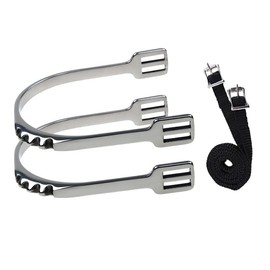 MORECP Western Stainless Steel Horse Spurs with PP Woven Tape Belt – Adjustable Equestrian Boot Spurs for Men & Women, Durable Corrosion-Resistant Gear for Riding, Training & Ranch Work